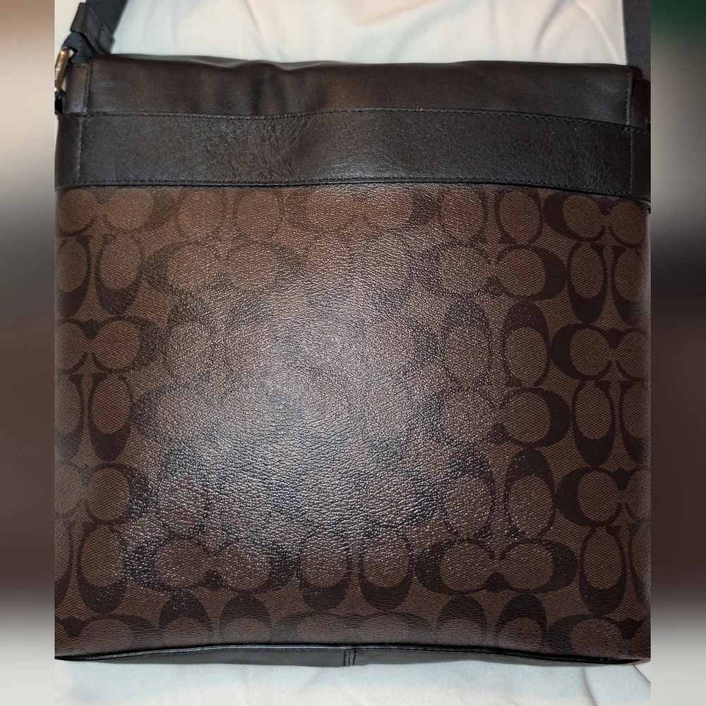 Coach Charles Small Messenger Signature PVC Leather Brown NWT